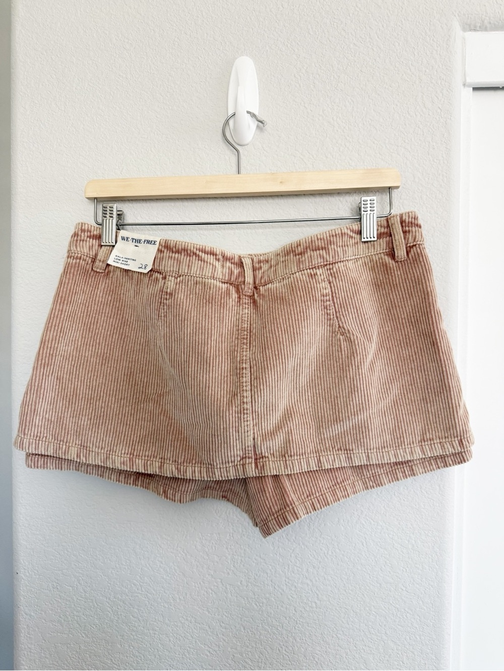 Free People We The Free Gallivanting Cord Skort in Beige Dusty Rose - Picture 3 of 7